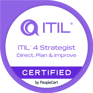ITIL 4 Strategist: Direct, Plan and Improve certification badge